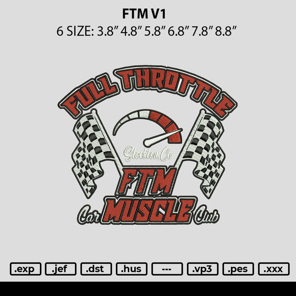 Ftm V1 Embroidery File 6 sizes