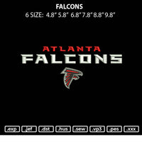 Falcons Embroidery File 6 sizes