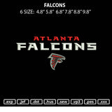 Falcons Embroidery File 6 sizes