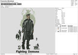 Fighting Demon Embroidery File 6 sizes