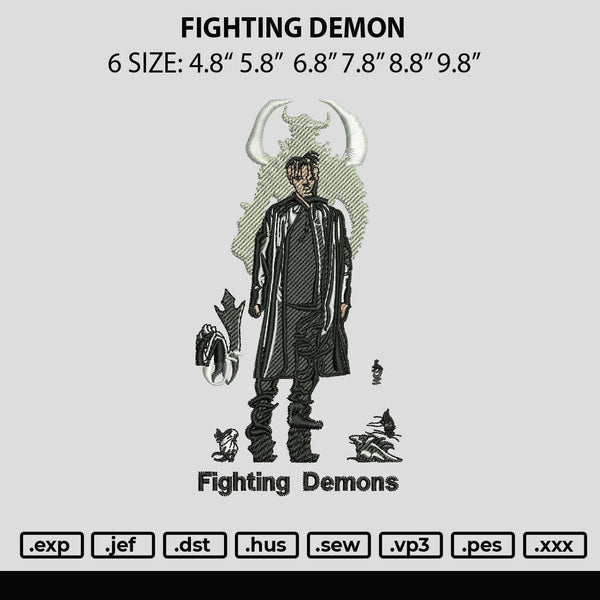 Fighting Demon Embroidery File 6 sizes