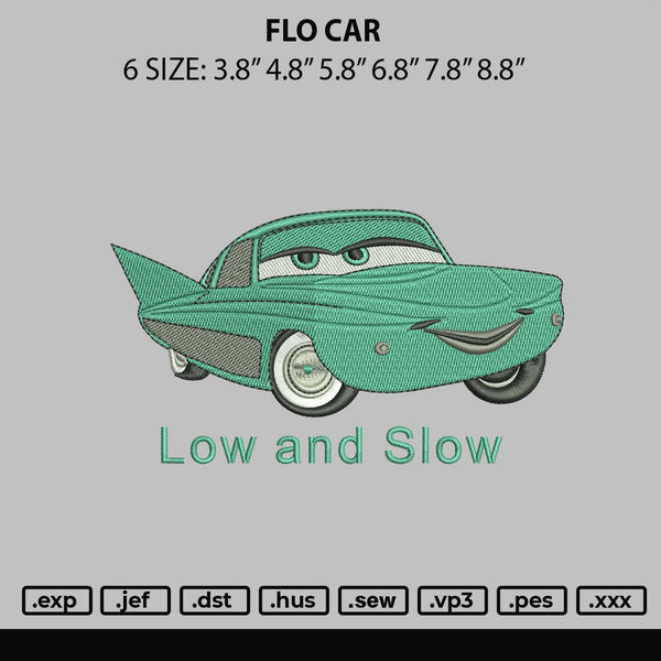 Flo Car Embroidery File 6 sizes