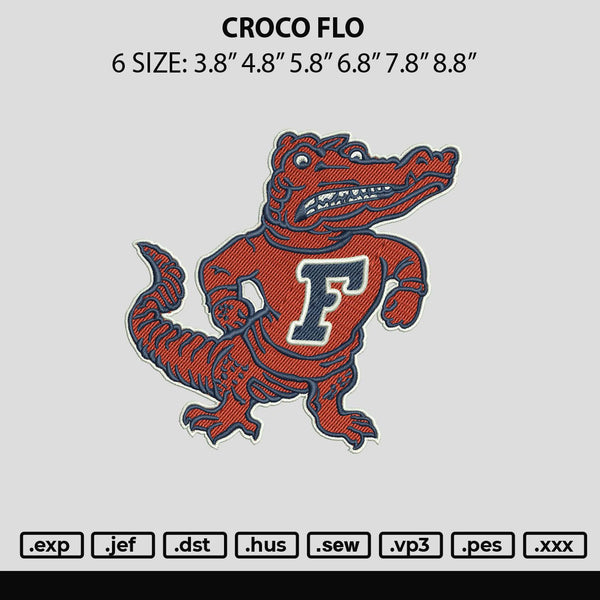 Croco Flo Embroidery File 6 sizes