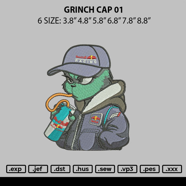 Grinch Cap01 Embroidery File 6 Sizes