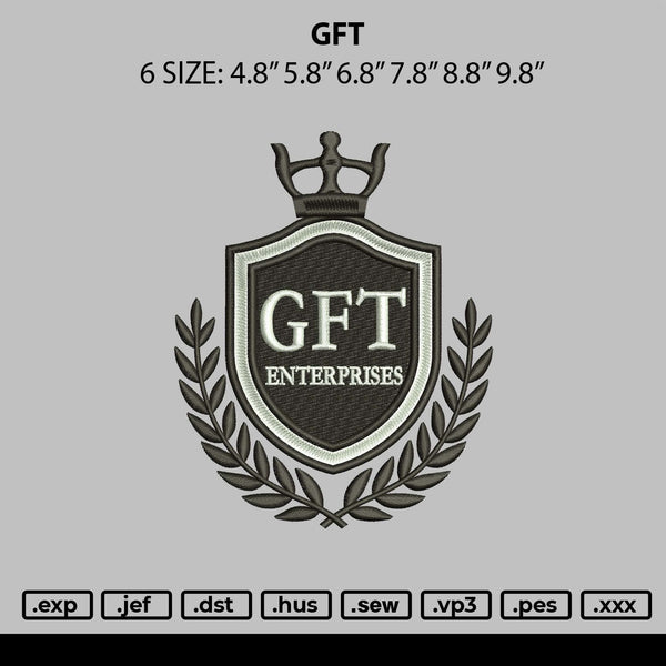 Gft Embroidery File 6 sizes