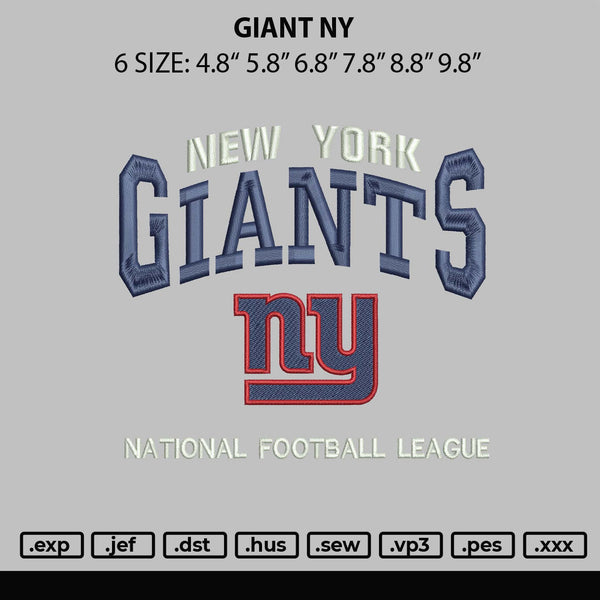 Giant Ny Embroidery File 6 sizes