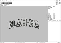 Glam Text Embroidery File 6 sizes