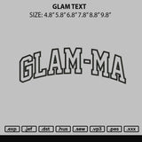 Glam Text Embroidery File 6 sizes