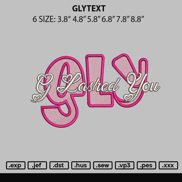 Glytext Embroidery File 6 sizes