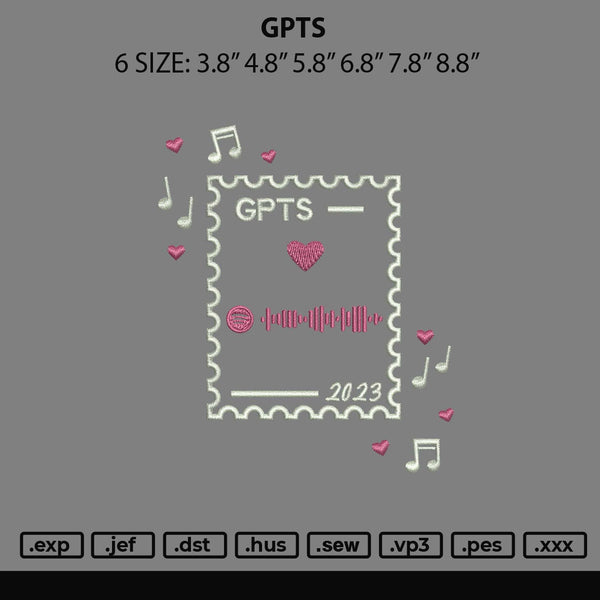 Gpts Embroidery File 6 sizes