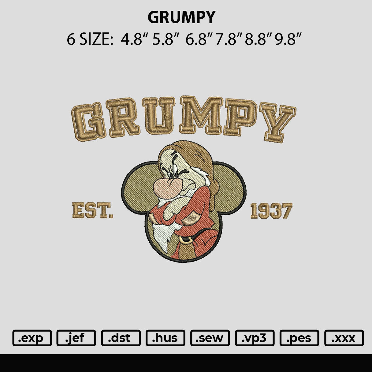 Grumpy Embroidery File 6 sizes – embrostudio