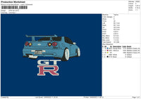 Gtr Car Embroidery File 6 sizes