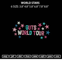 World Stars Embroidery File 6 sizes