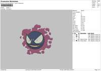 Gastly Embroidery File 6 sizes