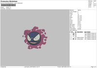 Gastly Embroidery File 6 sizes