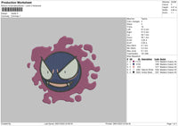 Gastly Embroidery File 6 sizes