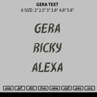 Gera Text Embroidery File 6 sizes