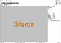 Giants Text Embroidery File 6 sizes