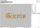 Giants Text Embroidery File 6 sizes