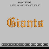 Giants Text Embroidery File 6 sizes