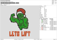 Grinch Lets Lift V2 Embroidery File 6 sizes