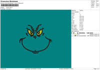 Grinch Face Embroidery File 6 sizes
