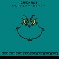 Grinch Face Embroidery File 6 sizes