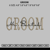 Groom Embroidery File 6 sizes