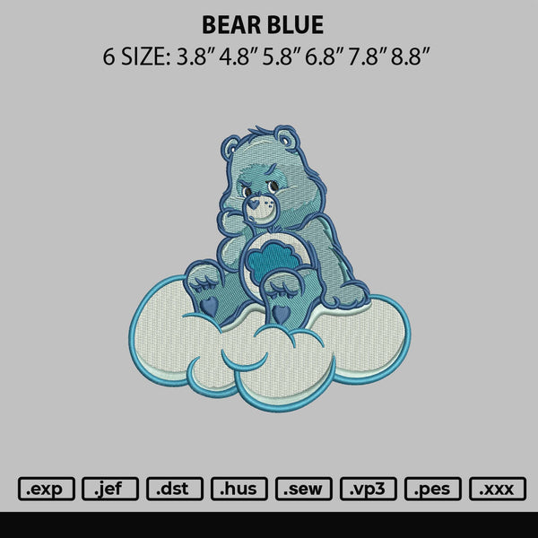 Bear Blue Embroidery File 6 sizes