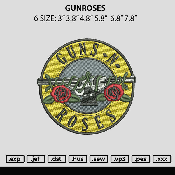 Gunroses Embroidery File 6 sizes