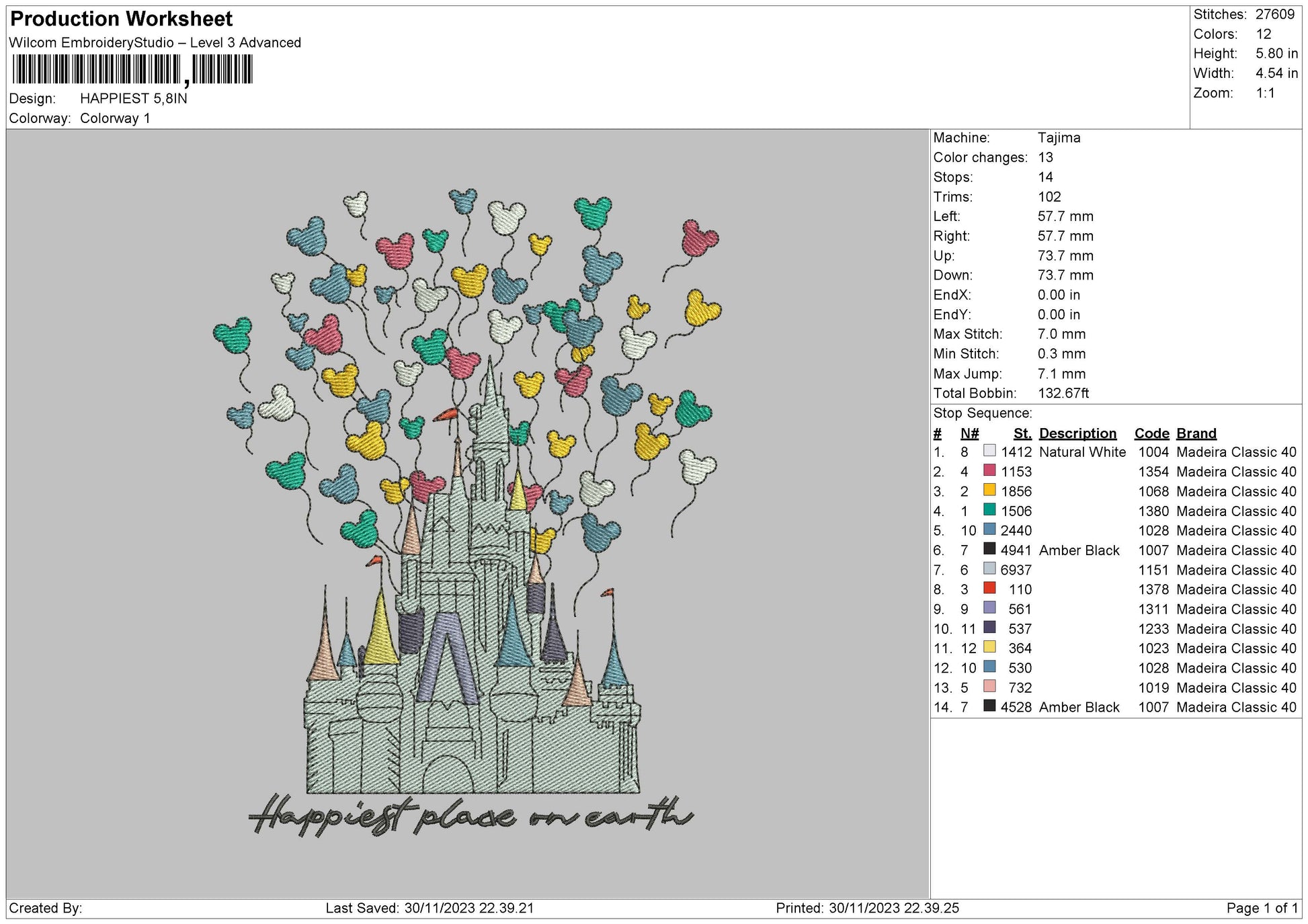 Happiest Embroidery File 6 sizes embrostudio