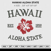 HAWAII ALOHA STATE Embroidery