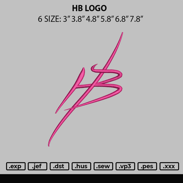 Hb Logo Embroidery File 6 sizes