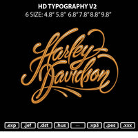 Hd Typography V2 Embroidery File 6 sizes