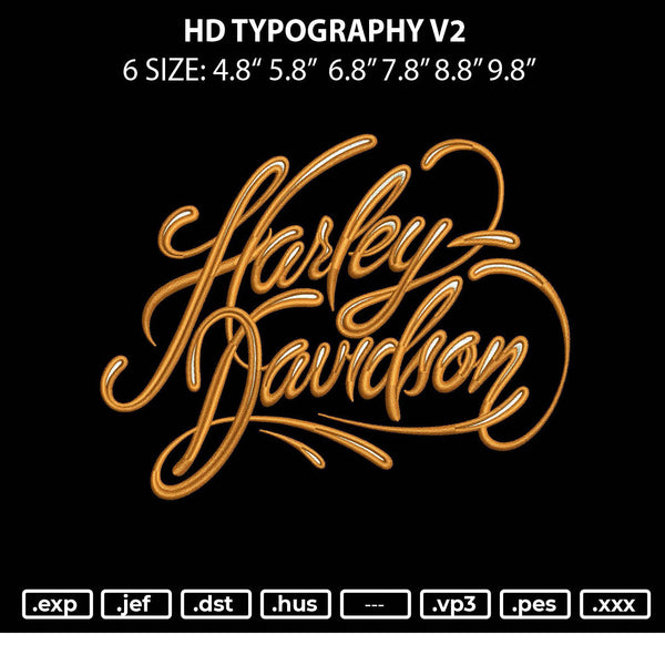 Hd Typography V2 Embroidery File 6 sizes