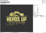 Heads Up Embroidery File 6 sizes