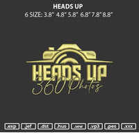 Heads Up Embroidery File 6 sizes