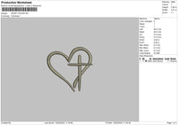 Heart Cross Embroidery File 6 sizes