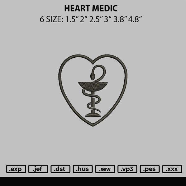 Heart Medic Embroidery File 6 sizes