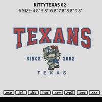 Kittytexas 02 Embroidery File 6 sizes