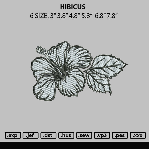 Hibiscus Embroidery File 6 sizes