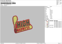 High Madness Embroidery File 6 sizes