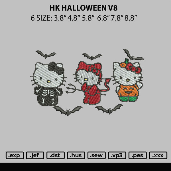 Hk Halloween V8 Embroidery File 6 sizes