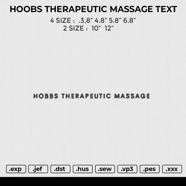 HOOBS THERAPEUTIC MASSAGE TEXT Embroidery