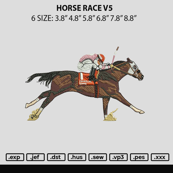 Horse Race V5 Embroidery File 6 sizes