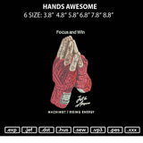 Hands Awesome Embroidery File 6 sizes