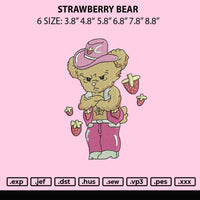 Strawberry Bear Embroidery File 6 sizes