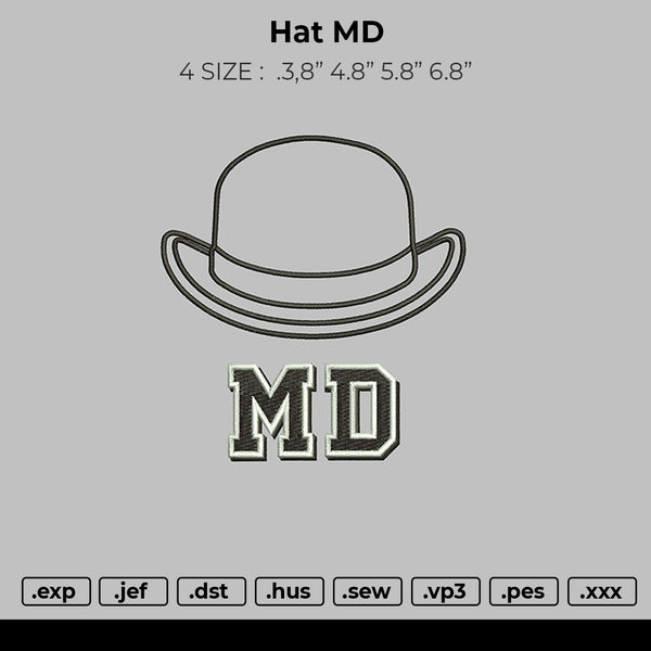 Hat MD Embroidery File 4 size