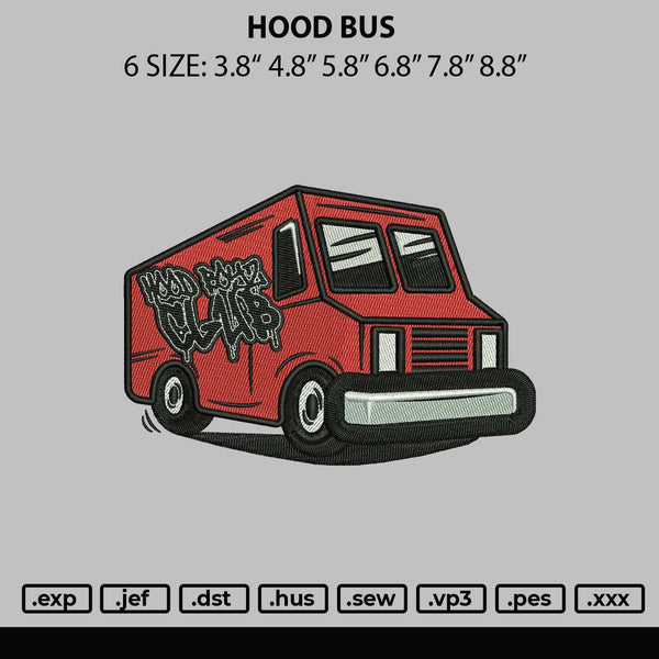 Hood Bus Embroidery File 6 sizes