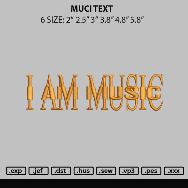 Music Text Embroidery File 6 sizes